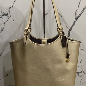 COACH Everyday Metallic Soft Gold Leather Tote Bag